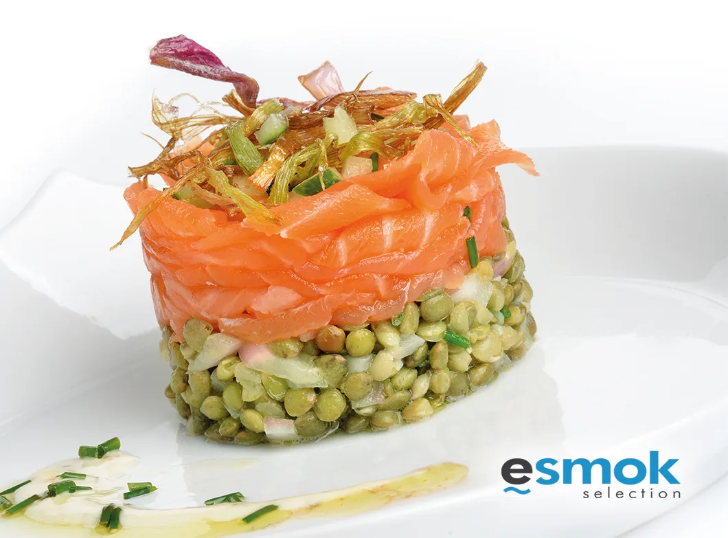 Ensalada de lentejas verdes de Puy y salmón ahumado